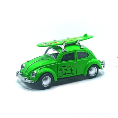 Volkswagen Beetle Surf Edition Diecast Model – 1:36 Scale Metal Body Classic Car with Roof Surfboard & Pull Back Action (Green) www.bellaqueen.in