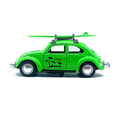 Volkswagen Beetle Surf Edition Diecast Model – 1:36 Scale Metal Body Classic Car with Roof Surfboard & Pull Back Action (Green) www.bellaqueen.in