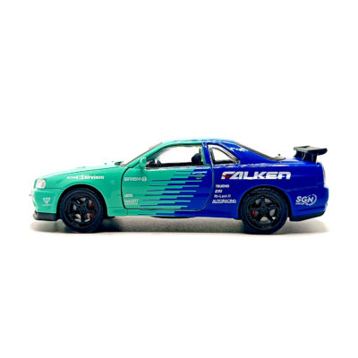 Nissan Skyline GT-R R34 Spoon Sports Edition Diecast Car 1:32 Scale Model – Premium Metal Racing Miniature (Blue & Cyan) - www.bellaqueen.in