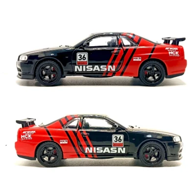 Nissan Skyline GT-R R34 Spoon Sports Edition Diecast Car 1:32 Scale Model – Premium Metal Racing Miniature (Red & Black) - www.bellaqueen.in