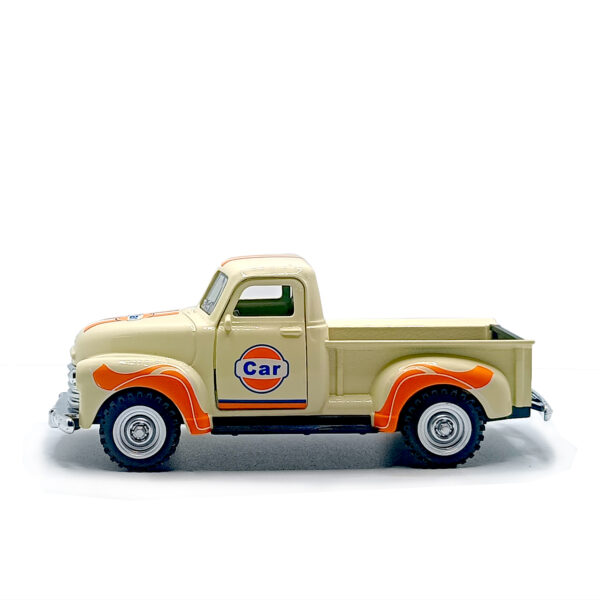 1950 Chevrolet 3100 Vintage Pickup Truck Diecast Model – Classic Retro Metal Body Miniature with Pull Back Action (Light Brown & Orange) Scale 1:36 www.bellaqueen.in