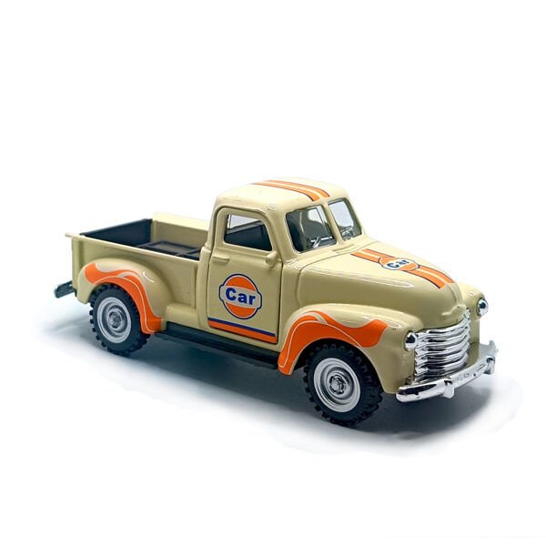 1950 Chevrolet 3100 Vintage Pickup Truck Diecast Model – Classic Retro Metal Body Miniature with Pull Back Action (Light Brown & Orange) Scale 1:36 www.bellaqueen.in
