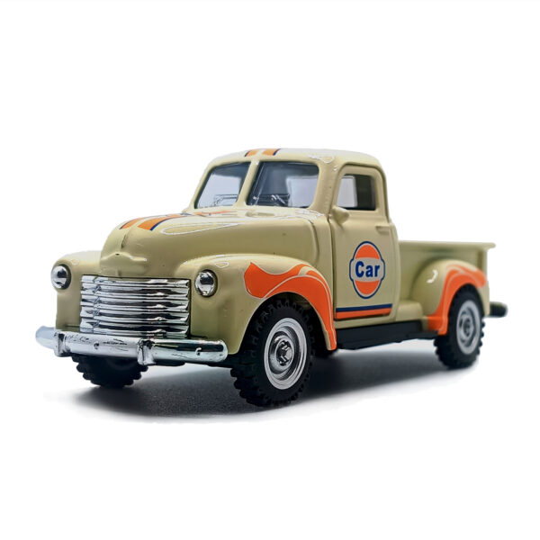 1950 Chevrolet 3100 Vintage Pickup Truck Diecast Model – Classic Retro Metal Body Miniature with Pull Back Action (Light Brown & Orange) Scale 1:36 www.bellaqueen.in