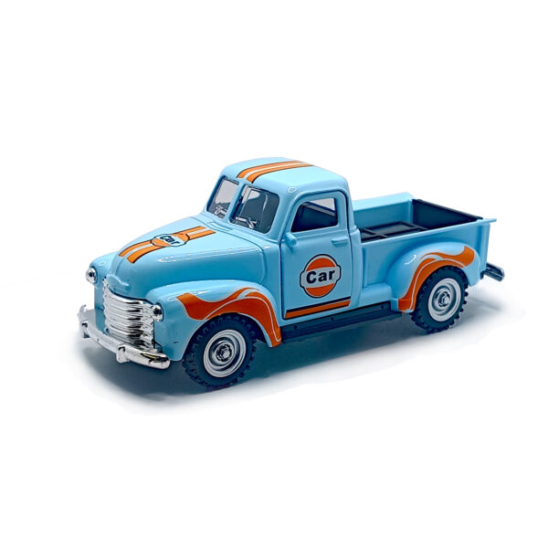 1950 Chevrolet 3100 Vintage Pickup Truck Diecast Model – Classic Retro Metal Body Miniature with Pull Back Action (Sky Blue & Orange) Scale 1:36 www.bellaqueen.in