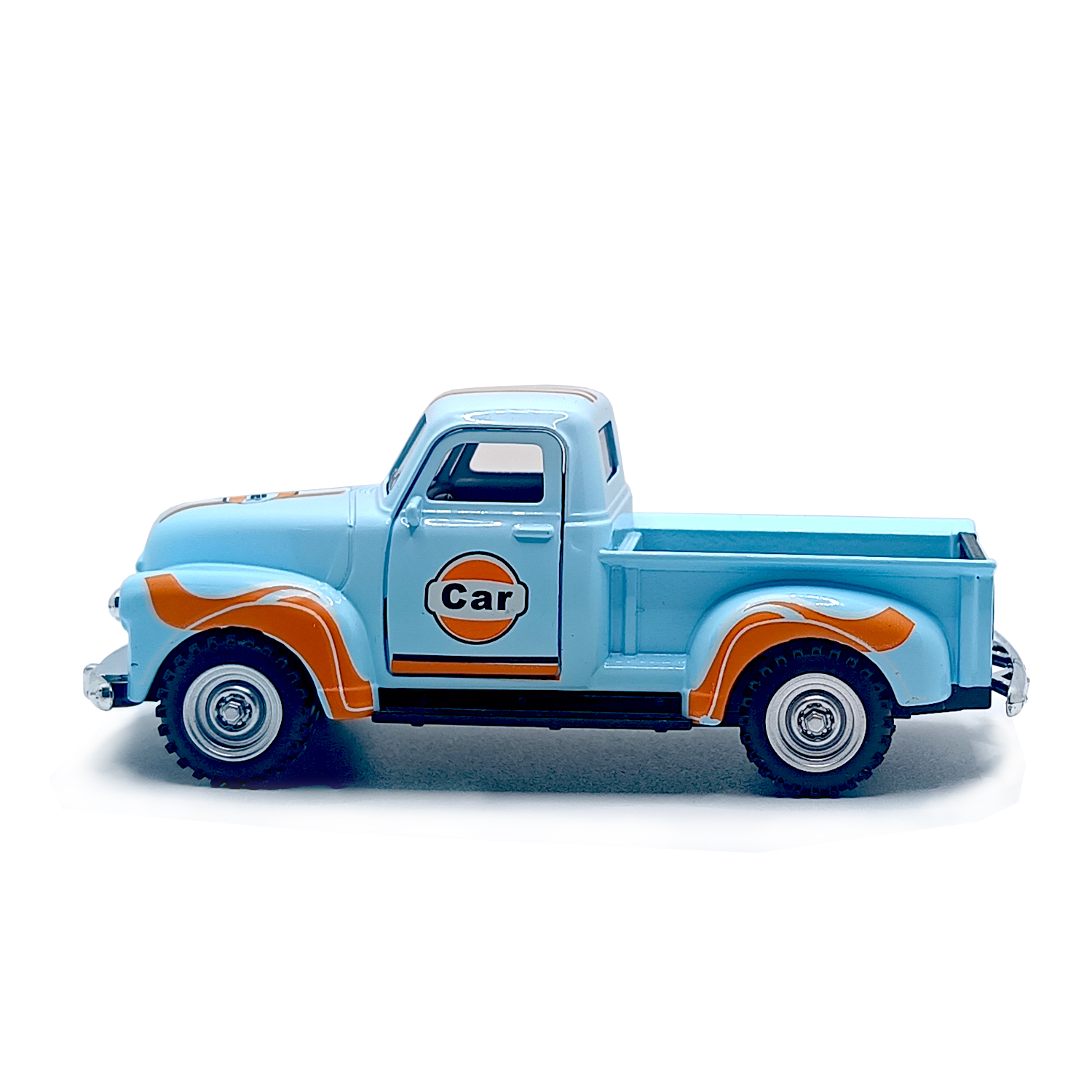 1950 Chevrolet 3100 Vintage Pickup Truck Diecast Model – Classic Retro Metal Body Miniature with Pull Back Action (Sky Blue & Orange) Scale 1:36 www.bellaqueen.in