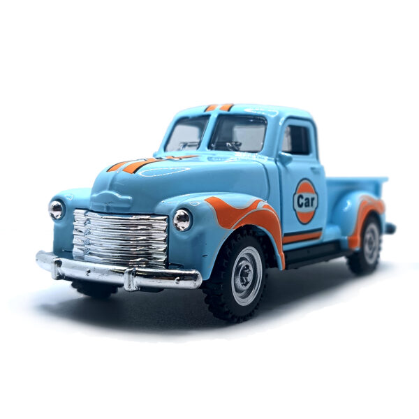 1950 Chevrolet 3100 Vintage Pickup Truck Diecast Model – Classic Retro Metal Body Miniature with Pull Back Action (Sky Blue & Orange) Scale 1:36 www.bellaqueen.in