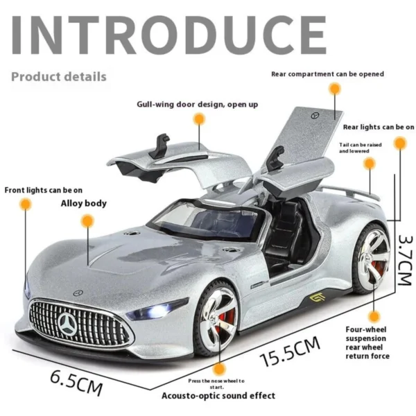 Mercedes-Benz AMG Vision Gran Turismo Diecast Car 1:32 Scale Model – Premium Metal Supercar Miniature (Black) - www.bellaqueen.in
