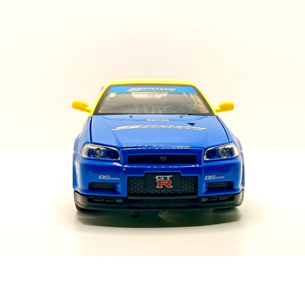 Nissan Skyline GT-R R34 Spoon Sports Edition Diecast Car 1:32 Scale Model – Premium Metal Racing Miniature (Blue & Yellow) - www.bellaqueen.in