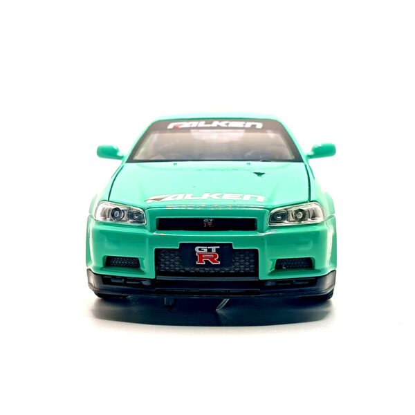 Nissan Skyline GT-R R34 Spoon Sports Edition Diecast Car 1:32 Scale Model – Premium Metal Racing Miniature (Blue & Cyan) - www.bellaqueen.in