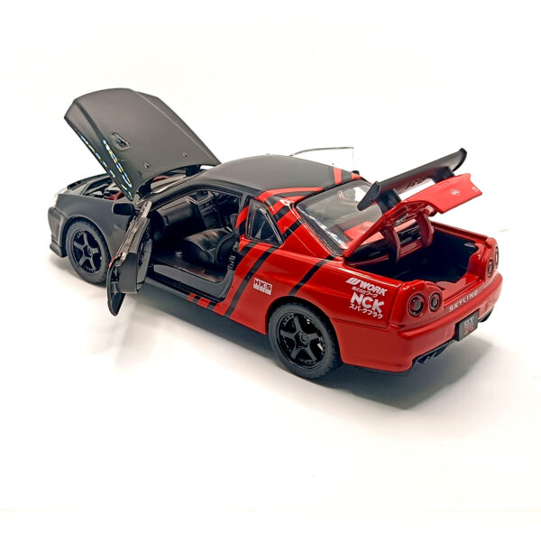 Nissan Skyline GT-R R34 Spoon Sports Edition Diecast Car 1:32 Scale Model – Premium Metal Racing Miniature (Red & Black) - www.bellaqueen.in