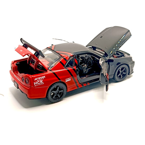 Nissan Skyline GT-R R34 Spoon Sports Edition Diecast Car 1:32 Scale Model – Premium Metal Racing Miniature (Red & Black) - www.bellaqueen.in