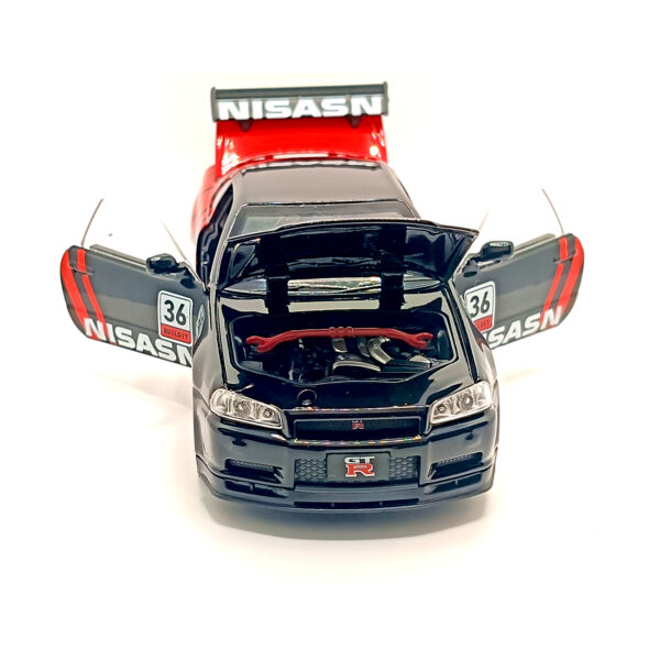 Nissan Skyline GT-R R34 Spoon Sports Edition Diecast Car 1:32 Scale Model – Premium Metal Racing Miniature (Red & Black) - www.bellaqueen.in