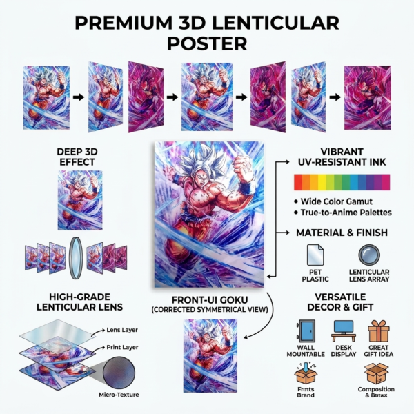 Vegeta & Goku 3D Changing Image Poster | Anime Wall Decor - www.bellaqueen.in