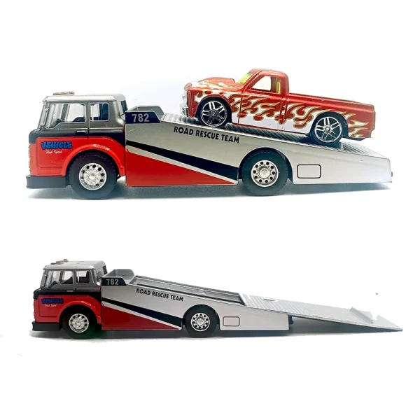 Road rescue carrier truck with pickup truck Diecast | Scale 1:64-www.bellaqueen.in