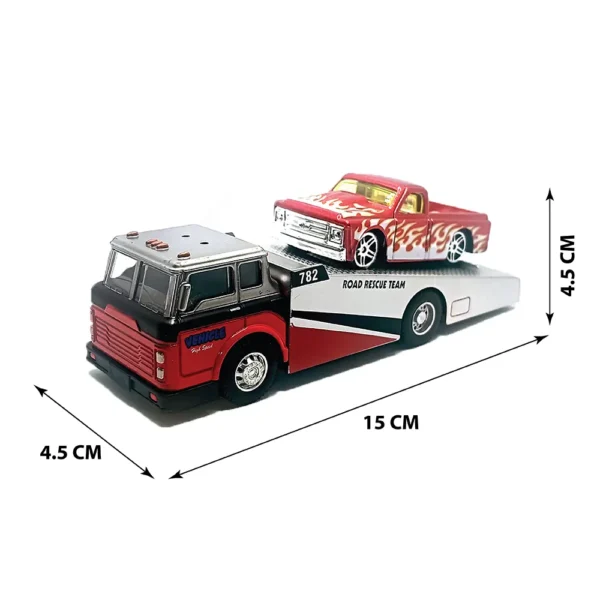 Road rescue carrier truck with pickup truck Diecast | Scale 1:64-www.bellaqueen.in